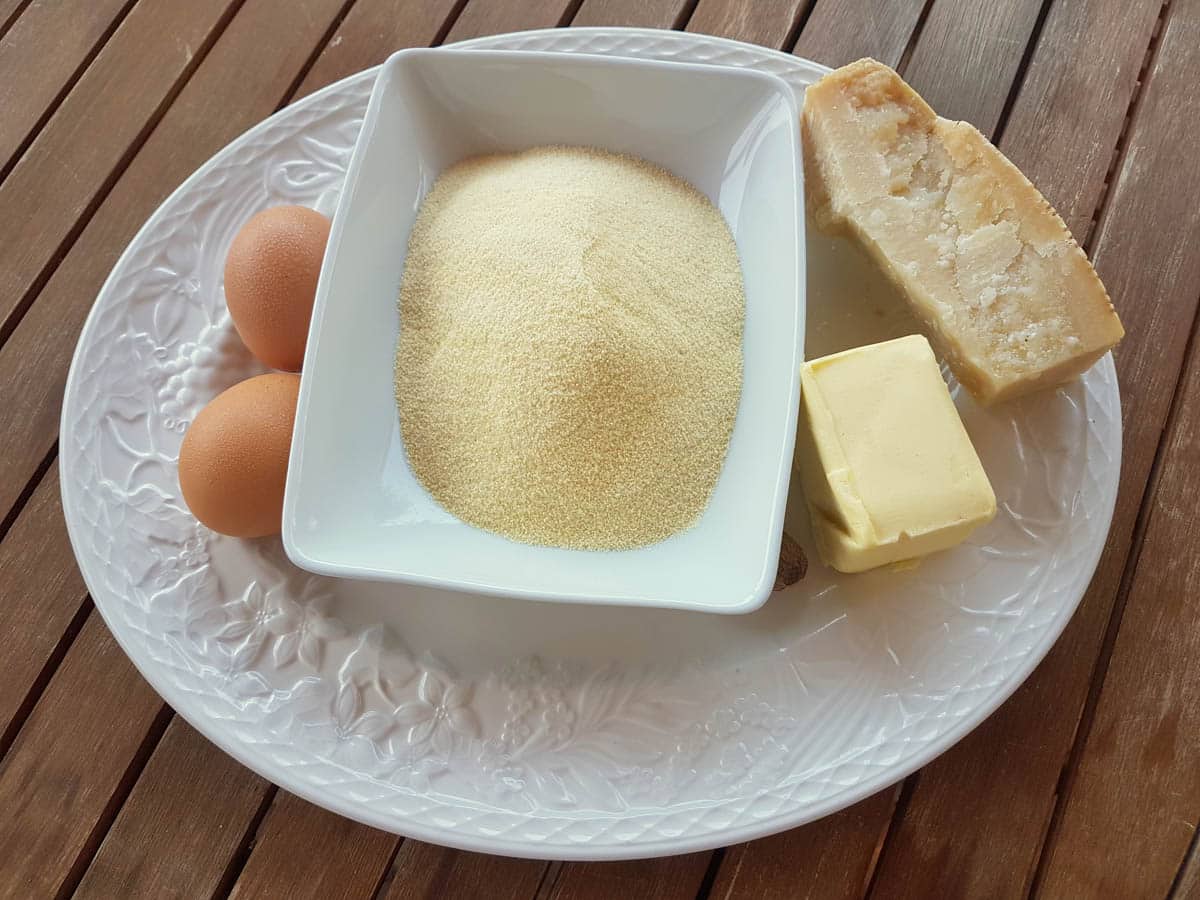 Ingredients for Gnocchi alla Romana on a plate