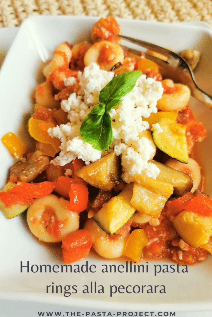 Homemade Anellini Pasta Rings alla Pecorara Recipe from Abruzzo.