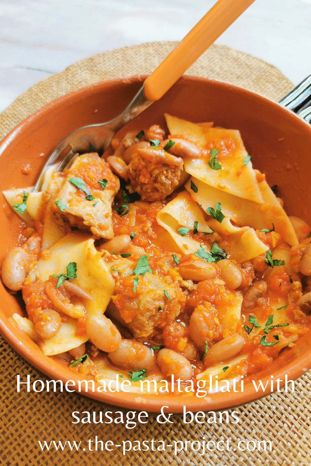 Homemade Maltagliati Sausage Pasta Recipe from Marche.