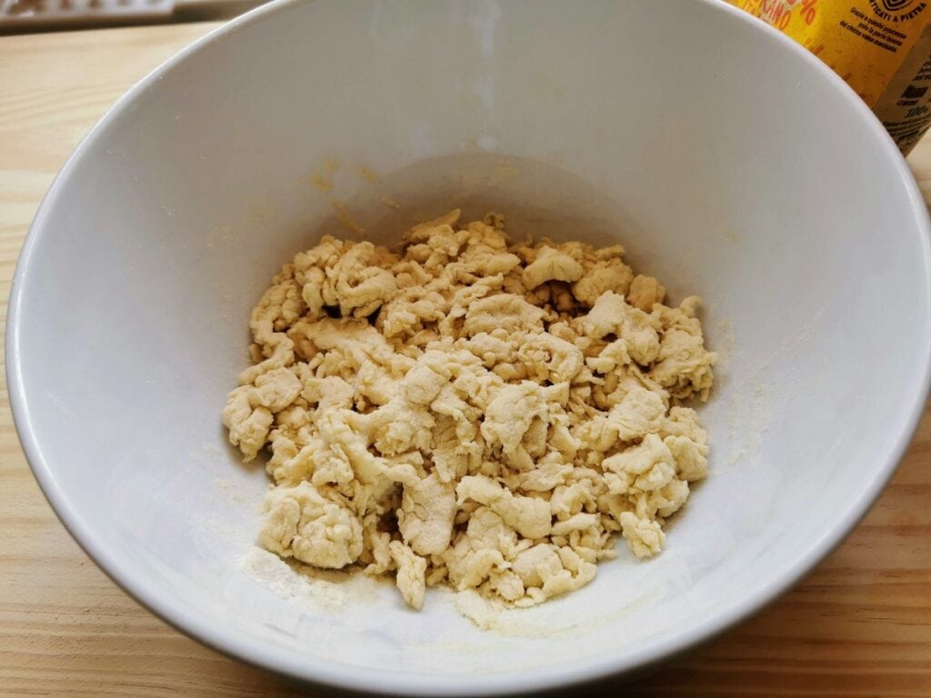 Flours and water mixed together to form small pieces of dough (granules)