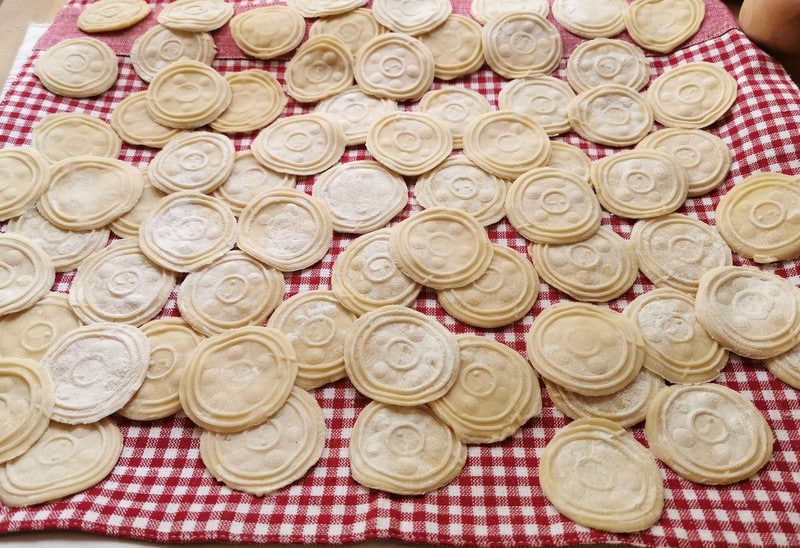 Homemade corzetti pasta