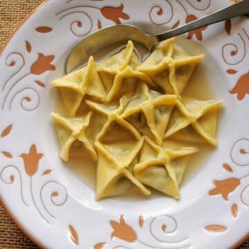 Homemade fagottini pasta recipe.