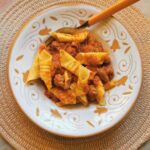 Homemade garganelli pasta with sausage ragu.