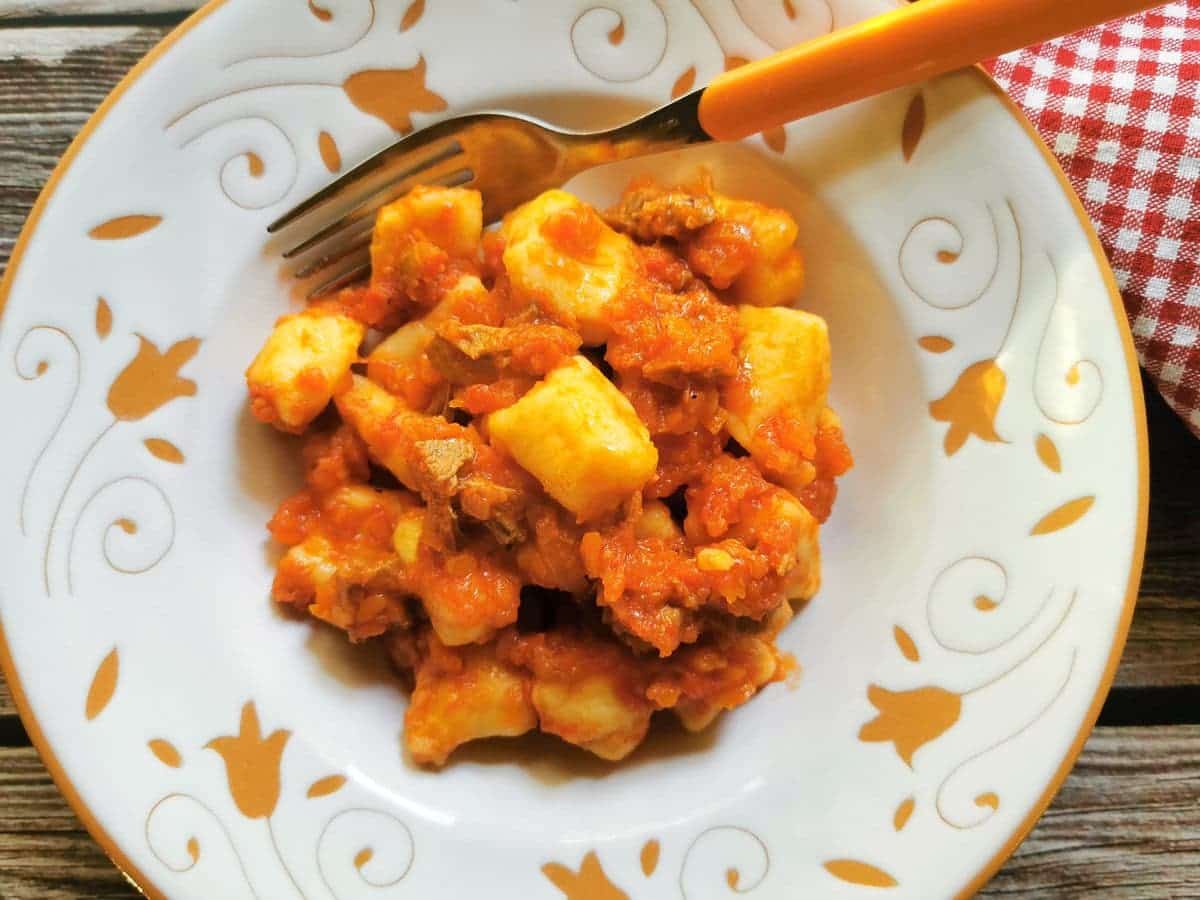 homemade gnocchi with duck ragu.