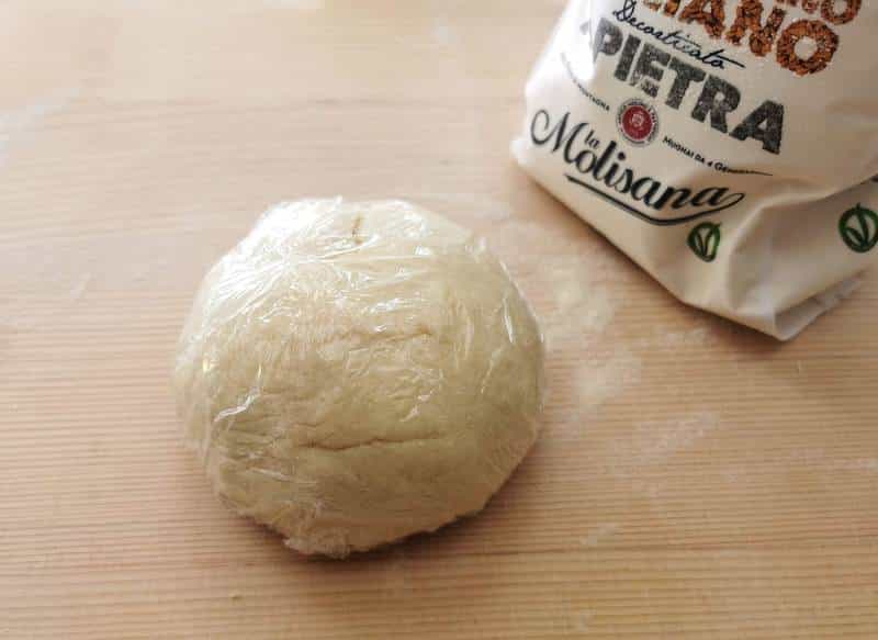 orecchiette dough wrapped in plastic wrap