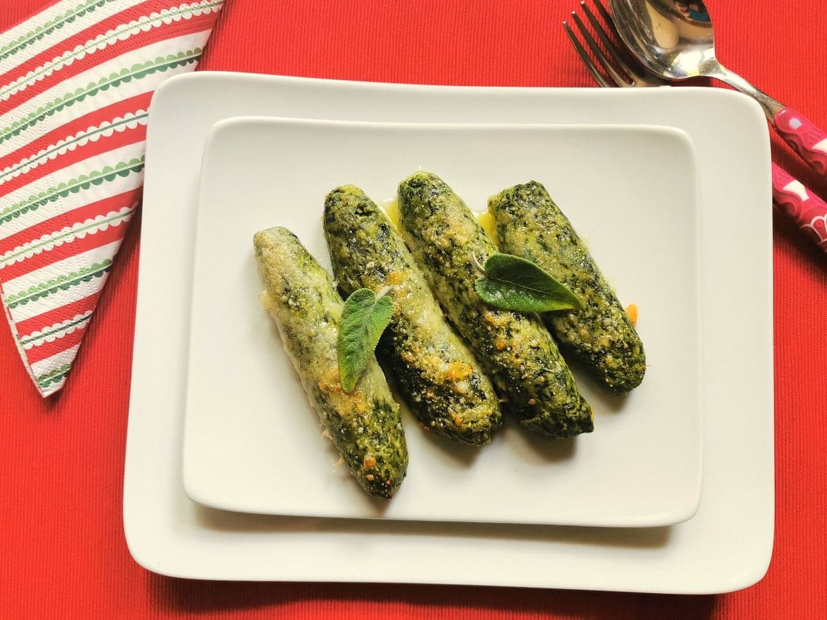 Homemade spinach ricotta gnocchi from Italy.