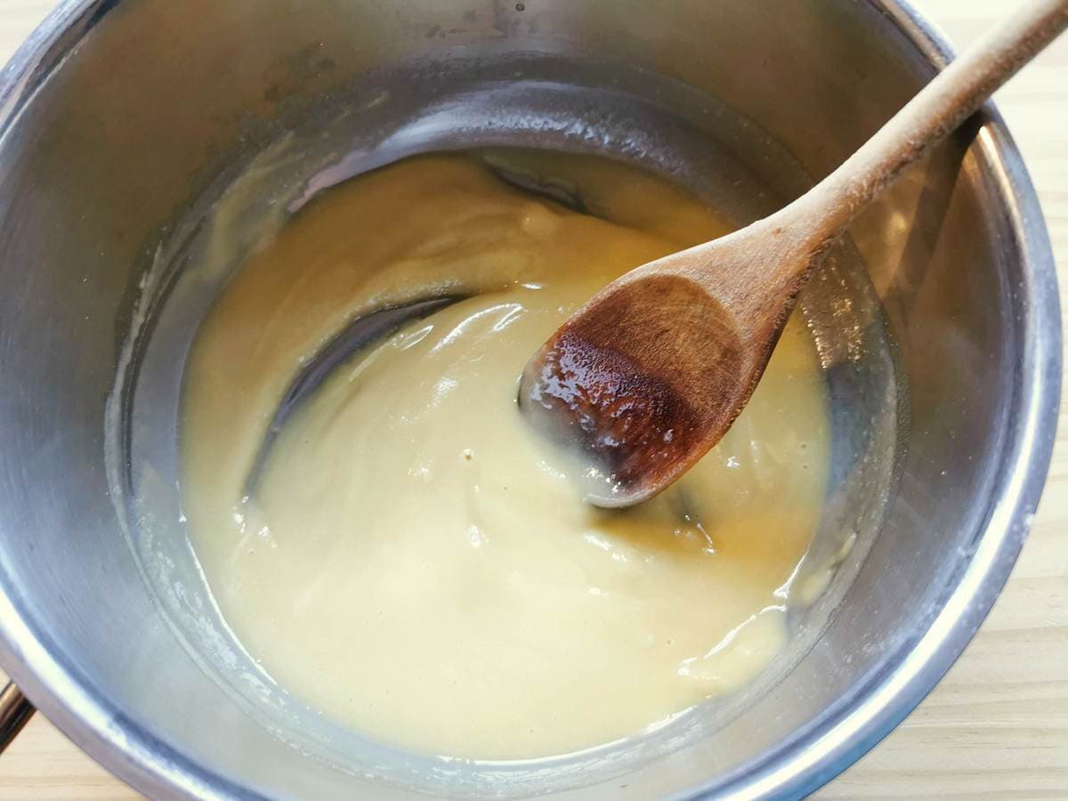 Butter and flour stirred together to make a paste in saucepan