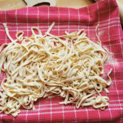 Homemade strangozzi pasta from Umbria.