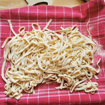 Homemade strangozzi pasta from Umbria.