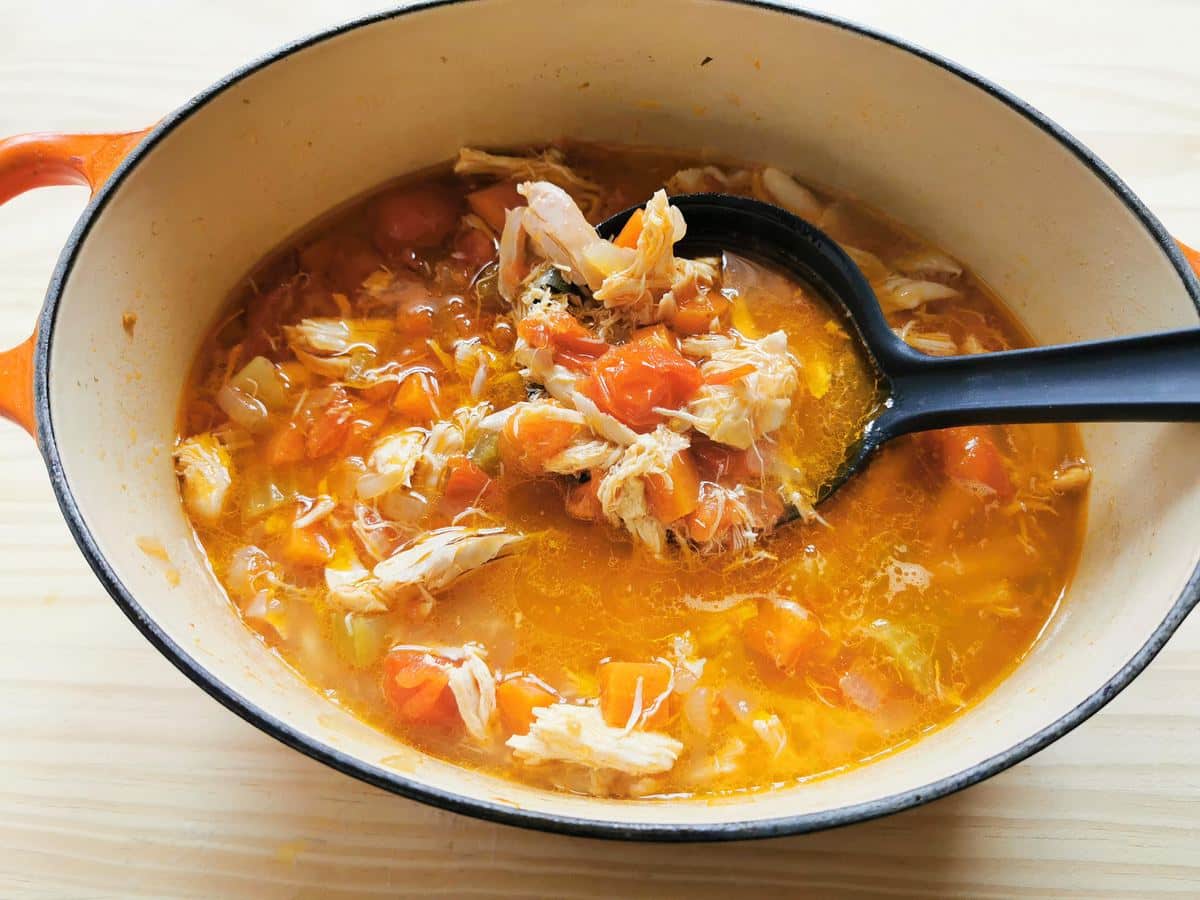 Italian chicken soup in Dutch oven