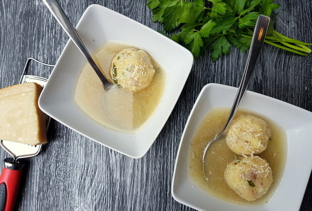 Italian dumplings canederli in broth