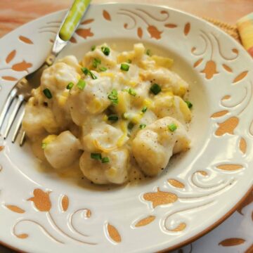 Homemade cheesy potato gnocchi.