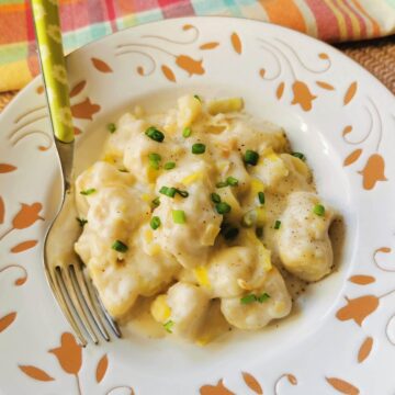Italian homemade cheesy potato gnocchi.