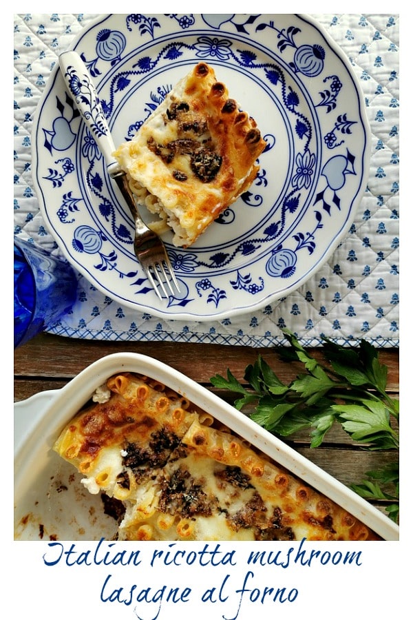 Italian ricotta mushroom lasagne al forno