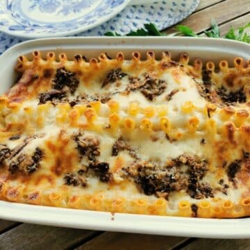 Italian ricotta mushroom lasagne al forno