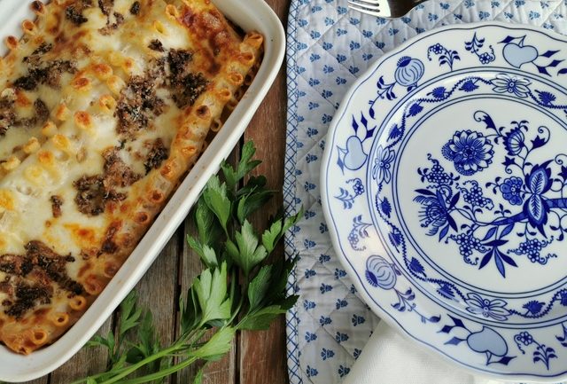 Italian ricotta mushroom lasagne al forno (baked lasagna)