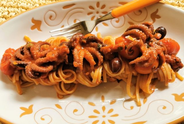 linguine with baby octopus alla Luciana