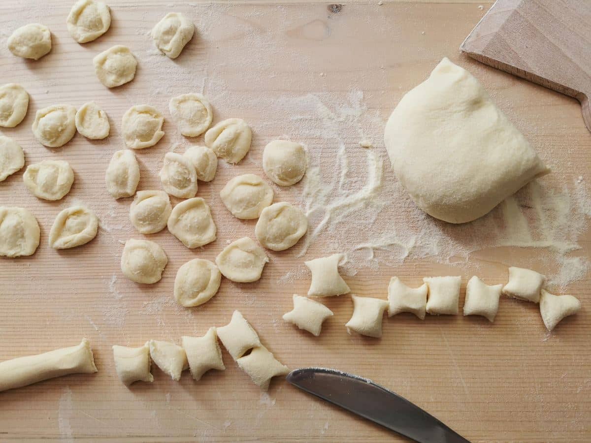 Making homemade orecchiette.