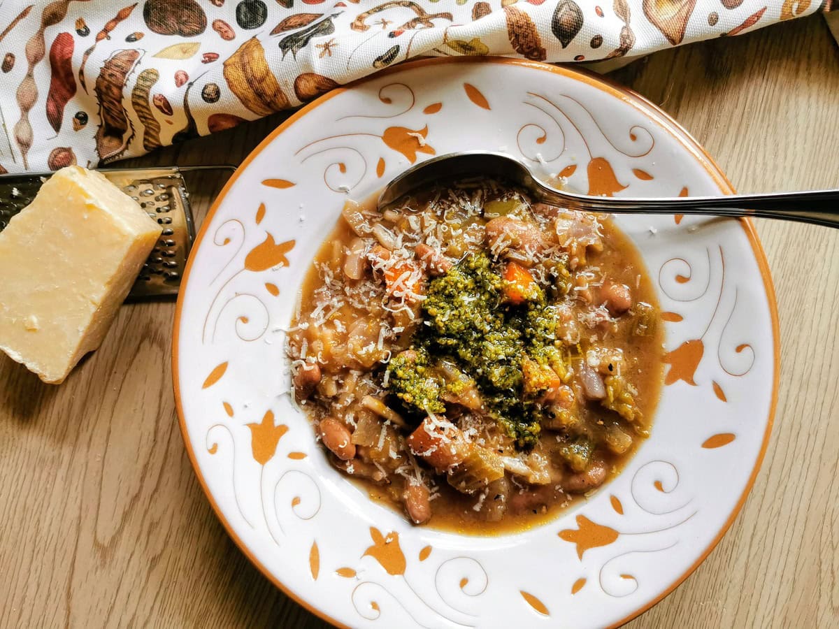 Minestrone with pesto from Liguria.
