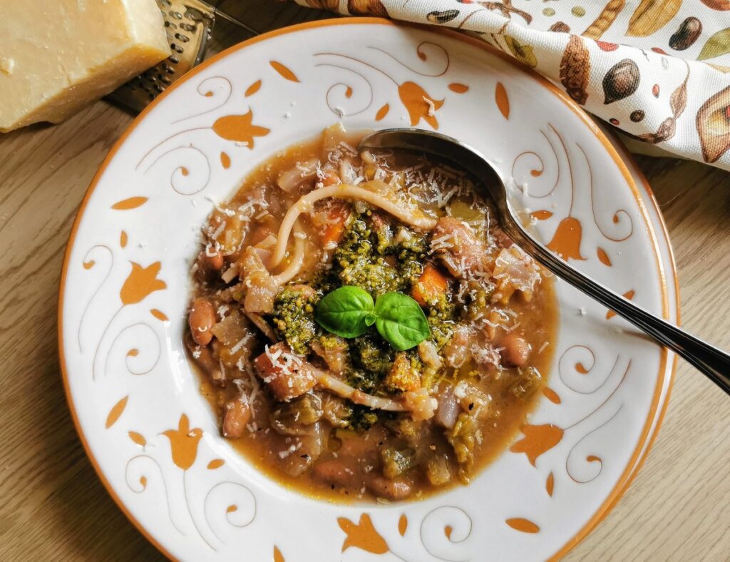 Minestrone with pesto Genovese Recipe from Liguria.