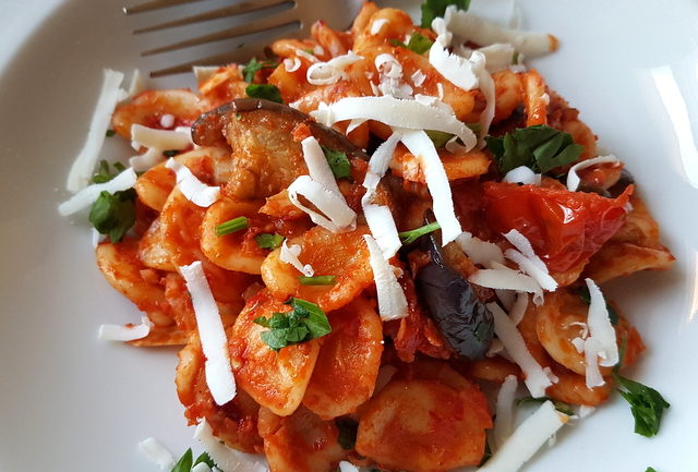 Orecchiette with Nduja and eggplant (aubergine)