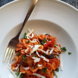 Orecchiette with Nduja and eggplant (aubergine)