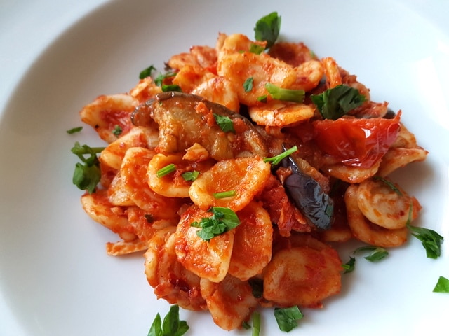 Orecchiette with nduja and eggplant