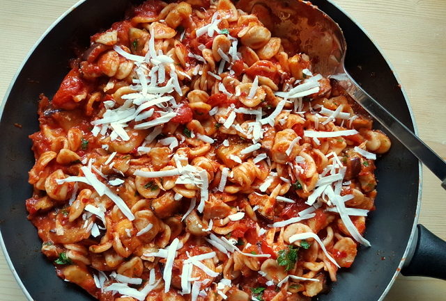 Orecchiette with Nduja and eggplant (aubergine)