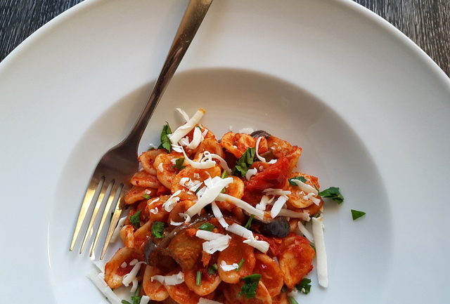 Orecchiette with Nduja and eggplant (aubergine)