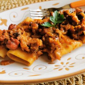 Paccheri pasta with octopus alla Genovese