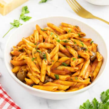 Mediterranean pasta in a bowl