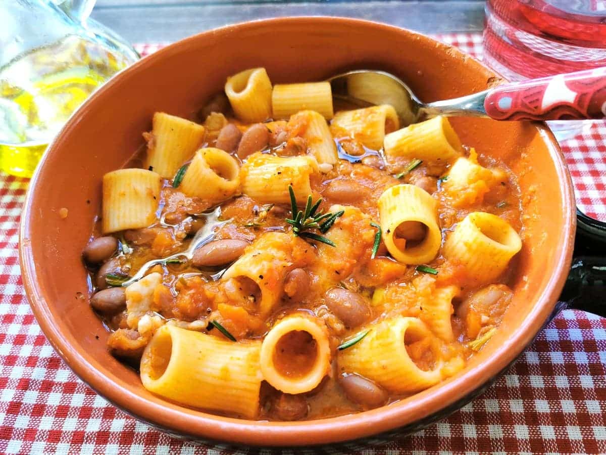 Pasta with beans soup.