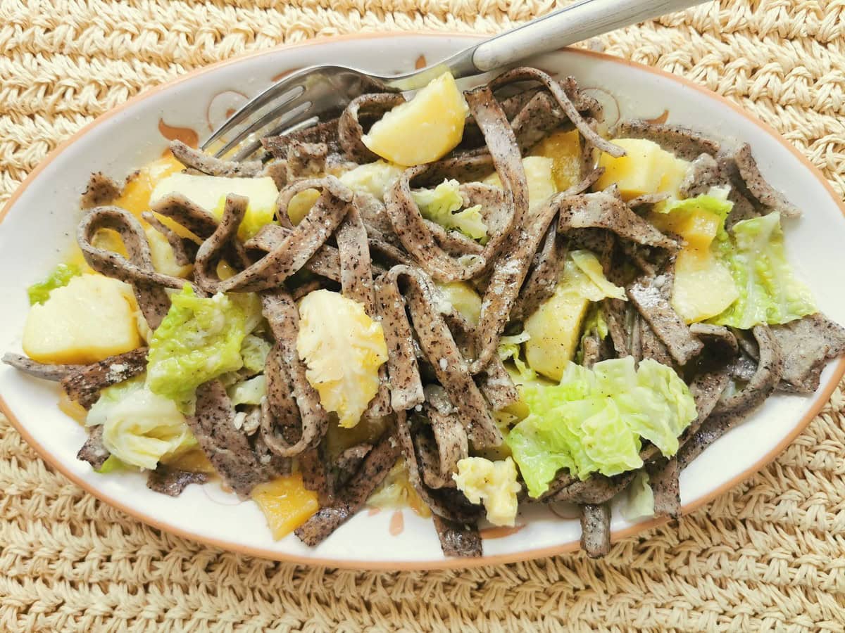 Pizzoccheri alla Valtellinese buckwheat pasta recipe.