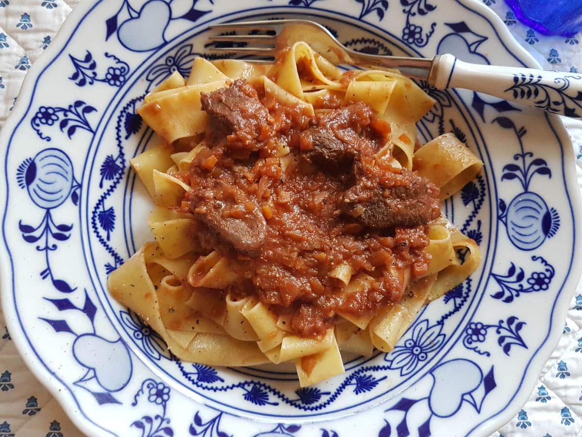 Pasta with venison ragu