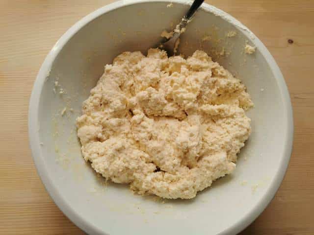 ready ricotta gnocchi dough in white bowl