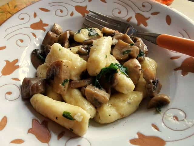 Homemade Ricotta Gnocchi with Mushrooms Recipe from Piemonte