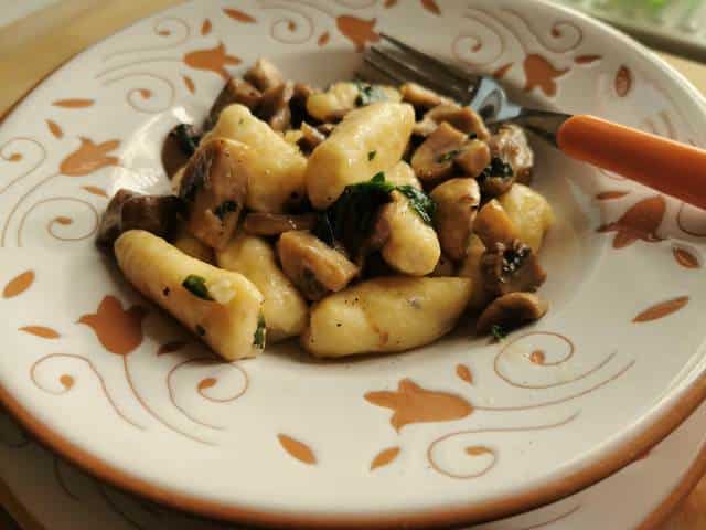 ricotta gnocchi with mushrooms