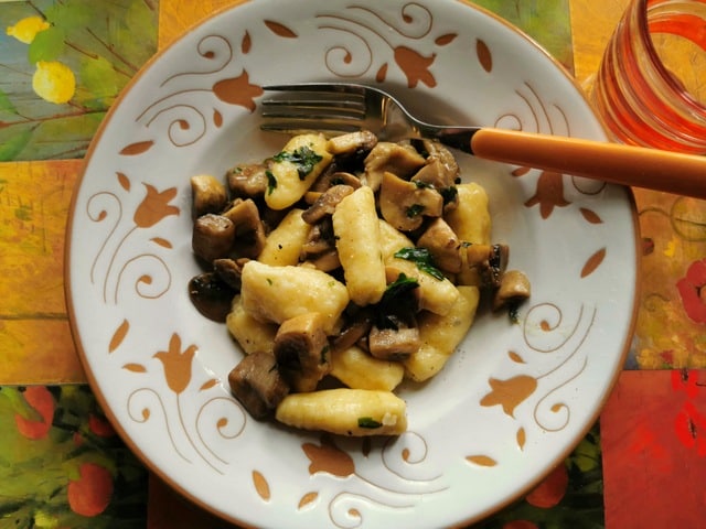 ricotta gnocchi with mushrooms