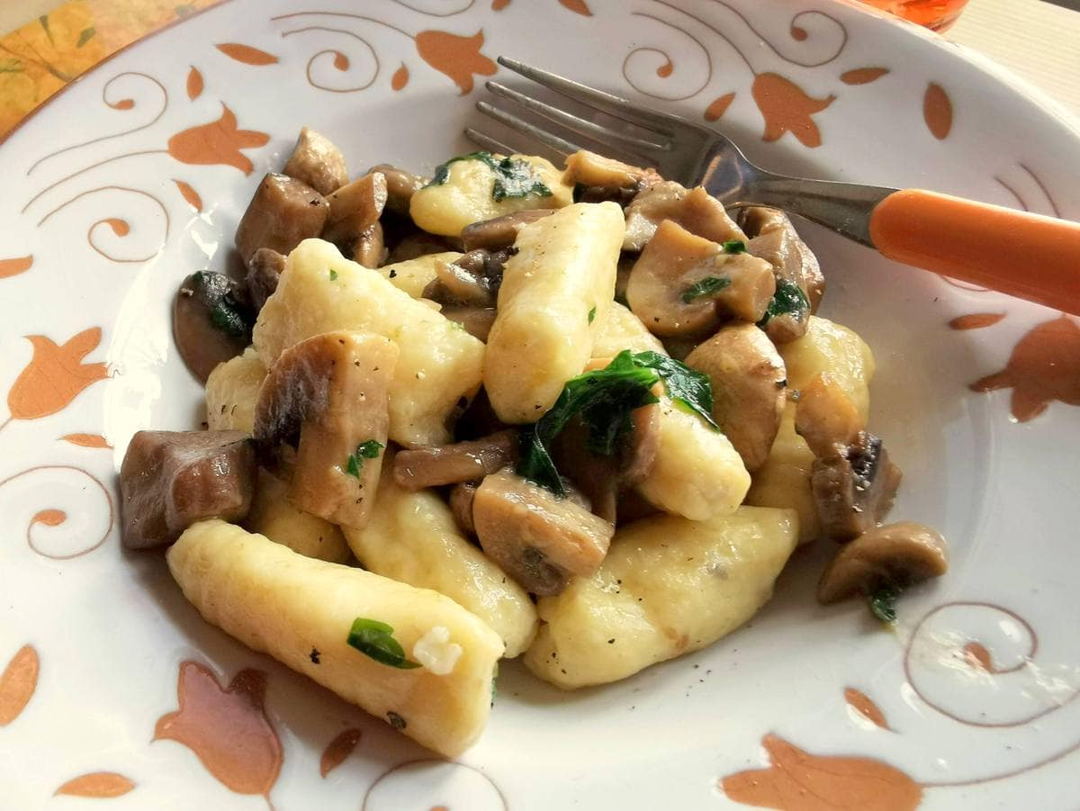 Ricotta gnocchi with mushrooms.