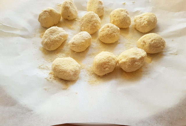 ricotta gnocchi on baking paper