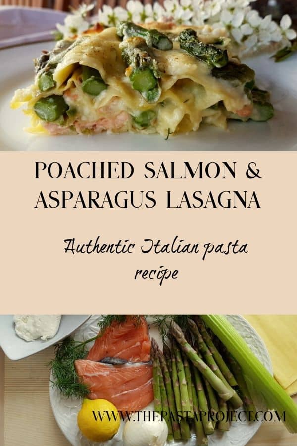 poached salmon and asparagus lasagna