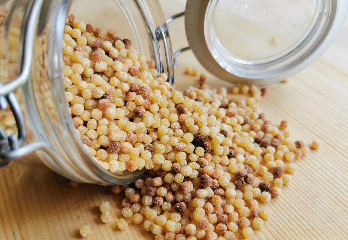 Dried fregola from Sardinia.