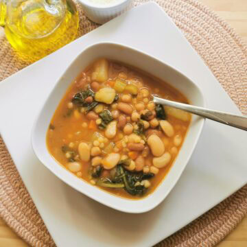 Sardinian longevity minestrone soup with fregola.
