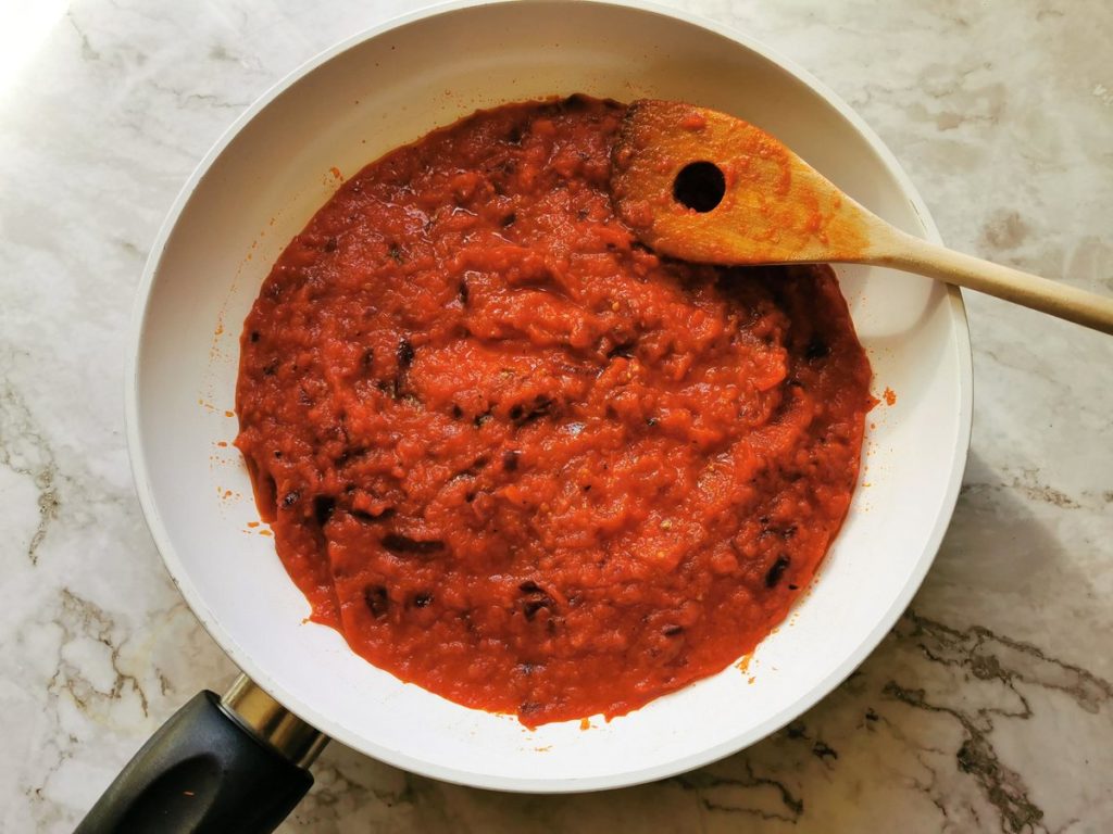 tomato sauce in a pan