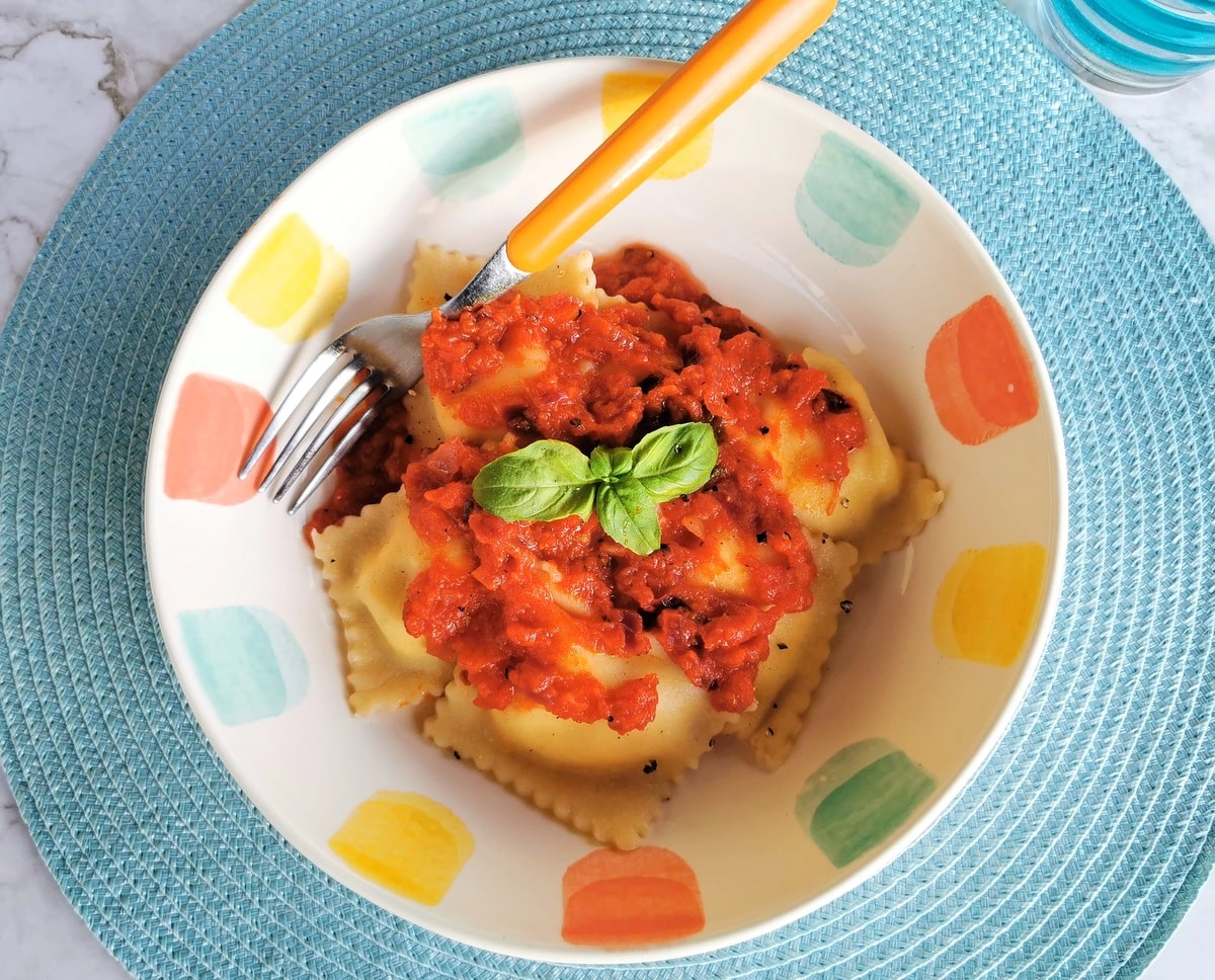 Sardinian ricotta ravioli with saffron and lemon