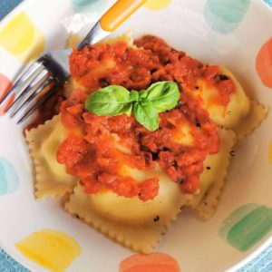 Sardinian ricotta ravioli with saffron and lemon