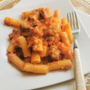 Sausage rigatoni pasta alla zozzona.