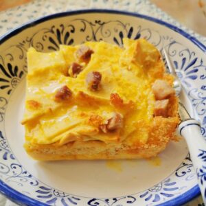 Schinkenfleckerl baked pasta and ham casserole