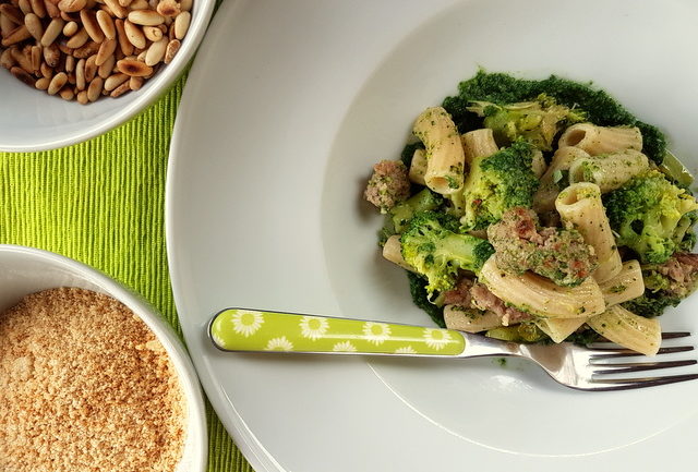 Sicilian Broccoli Pasta with Sausage and Chard. 