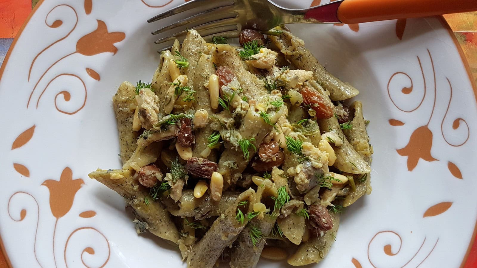 Sicilian pasta with sardines.